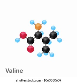 Molecular omposition and structure of Valine, Val, best for books and education