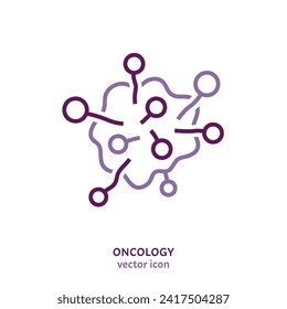 Molecular oncology linear pictogram. Branch of medicine symbol. Cancer, tumors study, prevention, investigation concept in outline style. Editable vector illustration isolated on a white background