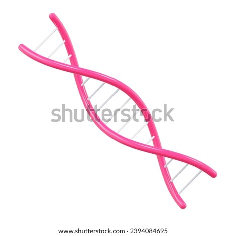 Molecular pink dna strand structure icon. 3d stock vector illustration on isolated background.