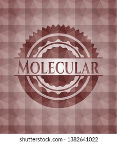 Molecular red seamless badge with geometric pattern background.