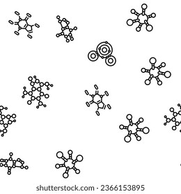 molecular science chemistry atom vector seamless pattern thin line illustration