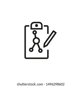 Molecular science line icon. Molecule, clipboard, assessment. Research concept. Vector illustration can be used for topics like medicine, studies, science