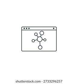 Molecular simulation vector icon. Chemical molecules bonding on digital screen interface. Scientific modeling, chemistry software, and biotechnology research illustration.