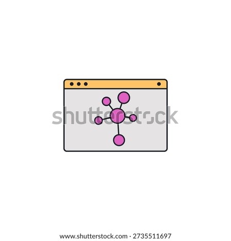 Molecular simulation vector icon. Chemical molecules bonding on digital screen interface. Scientific modeling, chemistry software, and biotechnology research illustration.