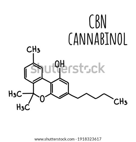 Molecular structural chemical formula of cannabinol cbn. Vector hand drawn illustration. 