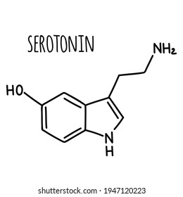 Molekulare strukturelle chemische Formel von Serotonin. Vektorgrafik, handgezeichnet. 