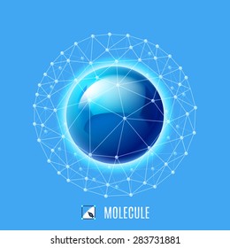 Molecular structure. Abstract illustration on blue background