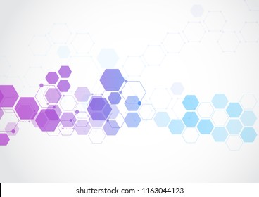 Molecular structure abstract tech background. Medical design. Vector illustration