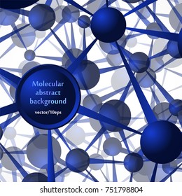 The molecular structure, the atoms. Abstract background in blue tones. Vector image.