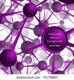 The molecular structure, the atoms. Abstract background in purple tones. Vector image.