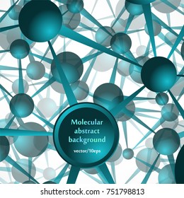 The molecular structure, the atoms. Abstract background in green tones. Vector image.