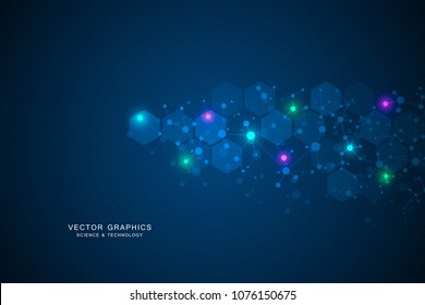 Molecular structure background. Abstract background with molecule DNA. Medical, science and technology concepts, vector illustration