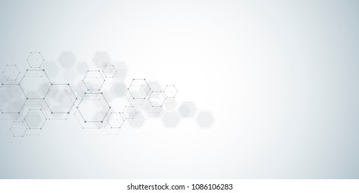 Molecular structure background. Abstract background with molecule DNA. Geometric shape with hexagons