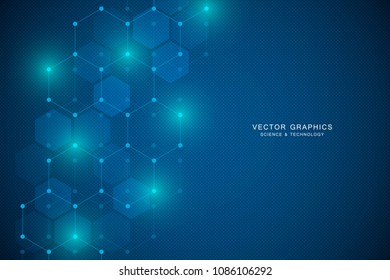 Molecular structure background. Abstract background with molecule DNA. Geometric shape with hexagons