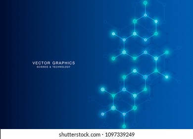Molecular structure background. Abstract background with molecule DNA. Geometric shape with hexagons