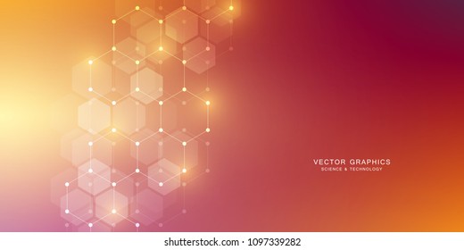 Molecular Structure Background. Abstract Background With Molecule DNA. Geometric Shape With Hexagons