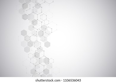 Molecular structure background. Abstract background with molecule DNA. Geometric shape with hexagons