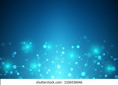 Molecular structure background. Abstract background with molecule DNA. Medical, science and digital technology with connected lines and dots