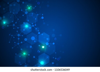 Molecular structure background. Abstract background with molecule DNA. Medical, science and technology concepts, vector illustration