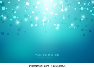 Molecular structure background. Abstract background with molecule DNA. Medical, science and digital technology with connected lines and dots