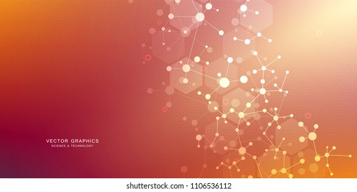 Molecular structure background. Abstract background with molecule DNA. Medical, science and digital technology with connected lines and dots