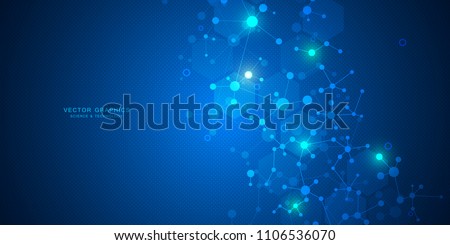 Molecular structure background. Abstract background with molecule DNA. Medical, science and technology concepts, vector illustration