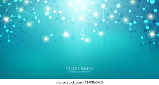 Molecular structure background and communication. Abstract background from molecule DNA. Medical, science and digital technology concept with connected lines and dots