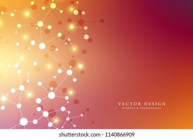 Molecular structure background and communication. Abstract background from molecule DNA. Medical, science and digital technology concept with connected lines and dots
