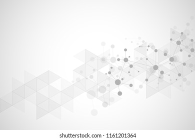 Molecular structure background and communication. Abstract background from molecule DNA. Medical, science and digital technology concept with connected lines and dots