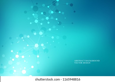 Molecular structure background and communication. Abstract background from molecule DNA. Medical, science and digital technology concept with connected lines and dots