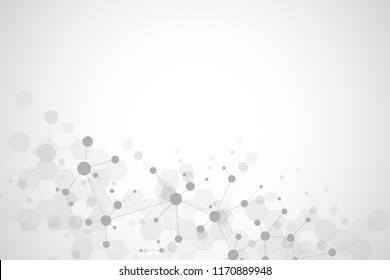 Molecular structure background and communication. Abstract background from molecule DNA. Medical, science and digital technology concept with connected lines and dots