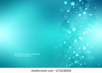 Molecular structure background and communication. Abstract background with molecule DNA and neural network. Artificial intelligence. Science and technology concept with connected lines and dots