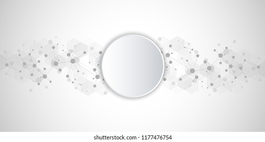 Molecular structure background and communication. Abstract background with molecule DNA and neural network. Medical, science and digital technology concept with connected lines and dots
