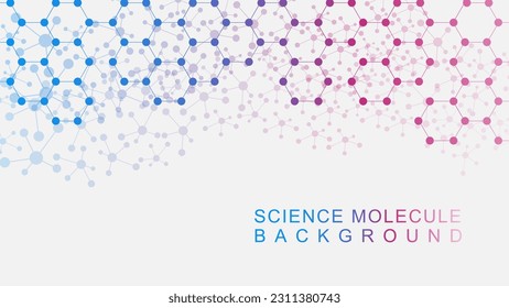 Molecular structure background for DNA, neurons, atom. Medical innovation, chemistry, science and technology concept design. Vector illustration.