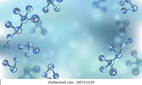 Estructura molecular con átomo azul. Diseño de resumen azul para medicina, tecnología o química, pancartas o volantes de física.