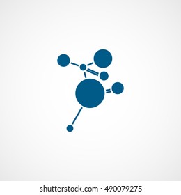 Molecular Structure Blue Flat Icon On White Background