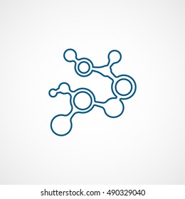 Molecular Structure Blue Flat Icon On White Background