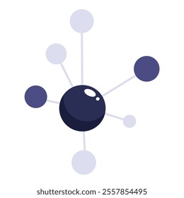 Molecular structure with central atom connecting other atoms, representing chemical bonds and scientific concepts