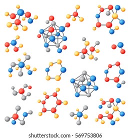 Molecular Structure Chemical Atoms Vector Set.