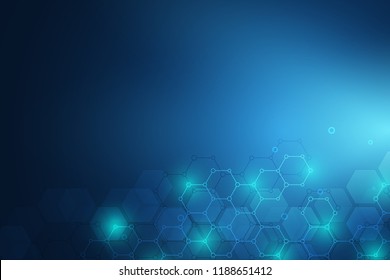 Molecular structure and chemical elements. Abstract molecules background. Science and digital technology concept. Vector illustration for scientific or technological design