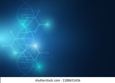 Molecular structure and chemical elements. Abstract molecules background. Science and digital technology concept. Vector illustration for scientific or technological design