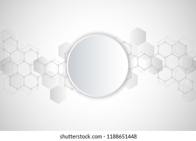 Molecular structure and chemical elements. Abstract molecules background. Science and digital technology concept. Vector illustration for scientific or technological design
