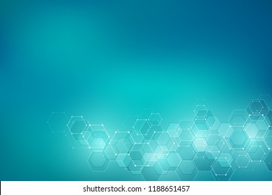 Molecular structure and chemical elements. Abstract molecules background. Science and digital technology concept. Vector illustration for scientific or technological design