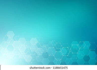 Molecular structure and chemical elements. Abstract molecules background. Science and digital technology concept. Vector illustration for scientific or technological design