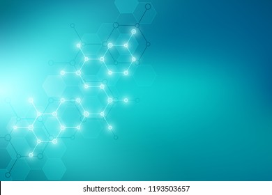 Molecular structure and chemical elements. Abstract molecules background. Science and digital technology concept. Vector illustration for scientific or technological design