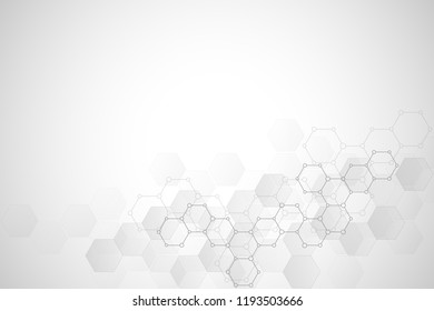 Molecular structure and chemical elements. Abstract molecules background. Science and digital technology concept. Vector illustration for scientific or technological design