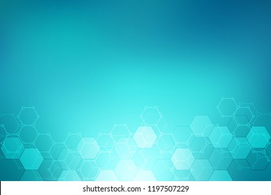 Molecular structure and chemical elements. Abstract molecules background. Science and digital technology concept. Vector illustration for scientific or technological design