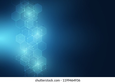 Molecular structure and chemical elements. Abstract molecules background. Science and digital technology concept. Vector illustration for scientific or technological design