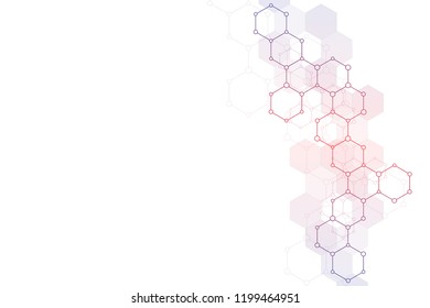Molecular structure and chemical elements. Abstract molecules background. Science and digital technology concept. Vector illustration for scientific or technological design