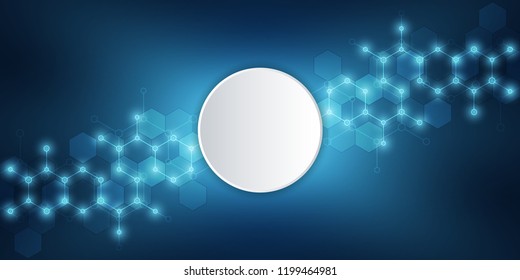 Molecular structure and chemical elements. Abstract molecules background. Science and digital technology concept. Vector illustration for scientific or technological design
